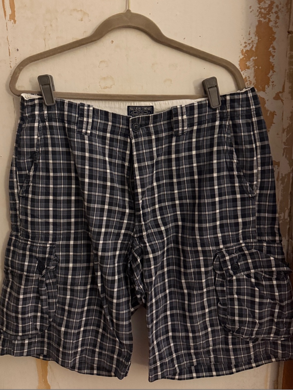 Polo Plaid Cargo Shorts - Navy/White - Casual Men's Wear